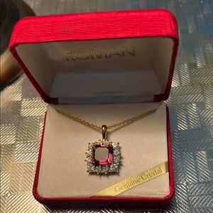 Roma Pink and Gold Necklace with Elegant Crystal Halo